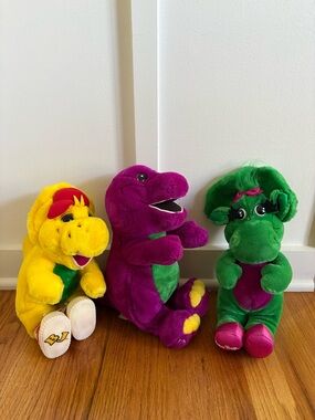 Vintage 1992 Lyons Group Barney, Baby Bop, & BJ Plush Set